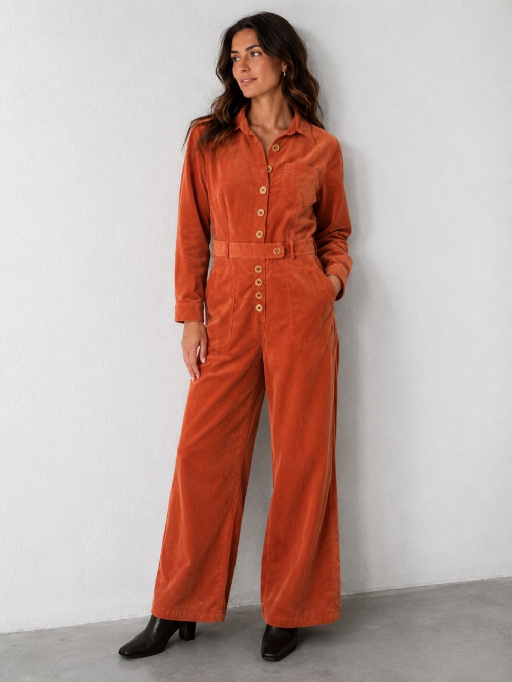 Amy Life Orange Corduroy Jumpsuit